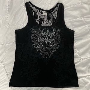 Harley Davidson bling lace ribbed tank